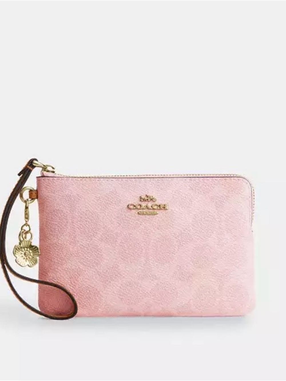 Coach Corner Zip Wristlet in Signature Canvas with Charm